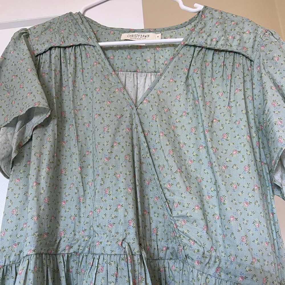 Christy Dawn, Dawn Dress. Xl. Antique blue w/ lavender flowers. Worn once.